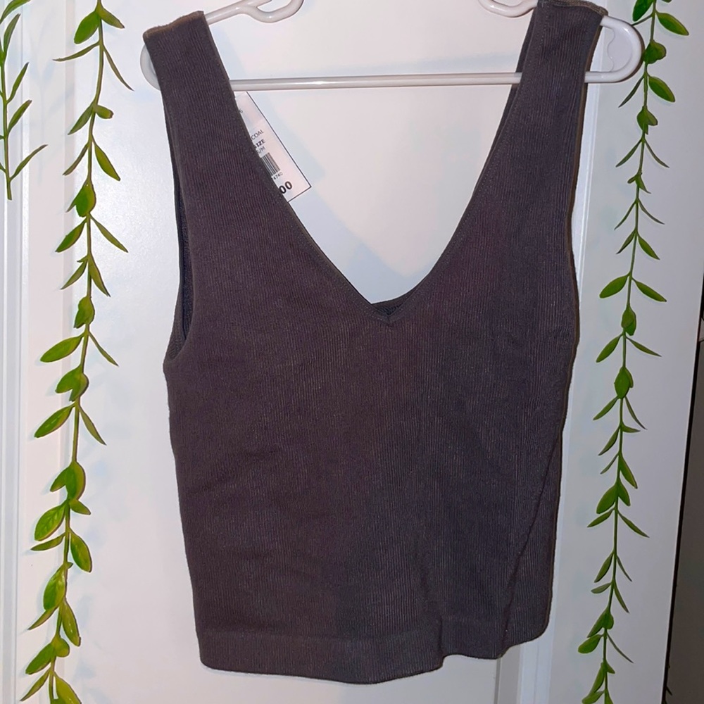 NikiBiki Gray Plunge Vneck Tank Top